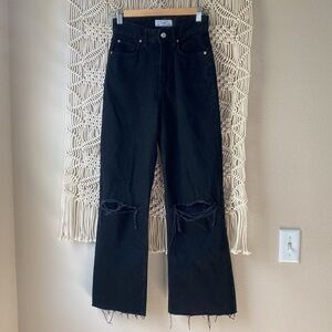 Bershka black high waisted rise jeans with distressed knees sz 00